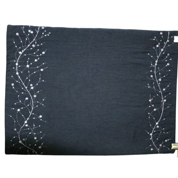 Crate & Barrel Gossamer Placemat Set of 6 Graphite 14x19 Holiday Dining - Picture 1 of 5